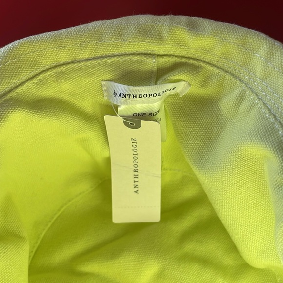 NWT $48 Anthropologie floral petal beach sun hat 100% cotton lime green yellow - Picture 3 of 4